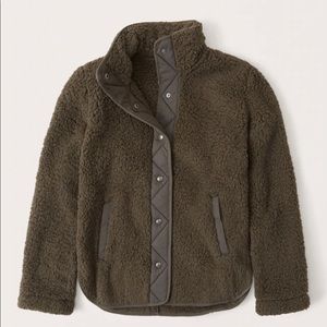 Abercrombie Sherpa Nylon-Trim Snap Up Jacket